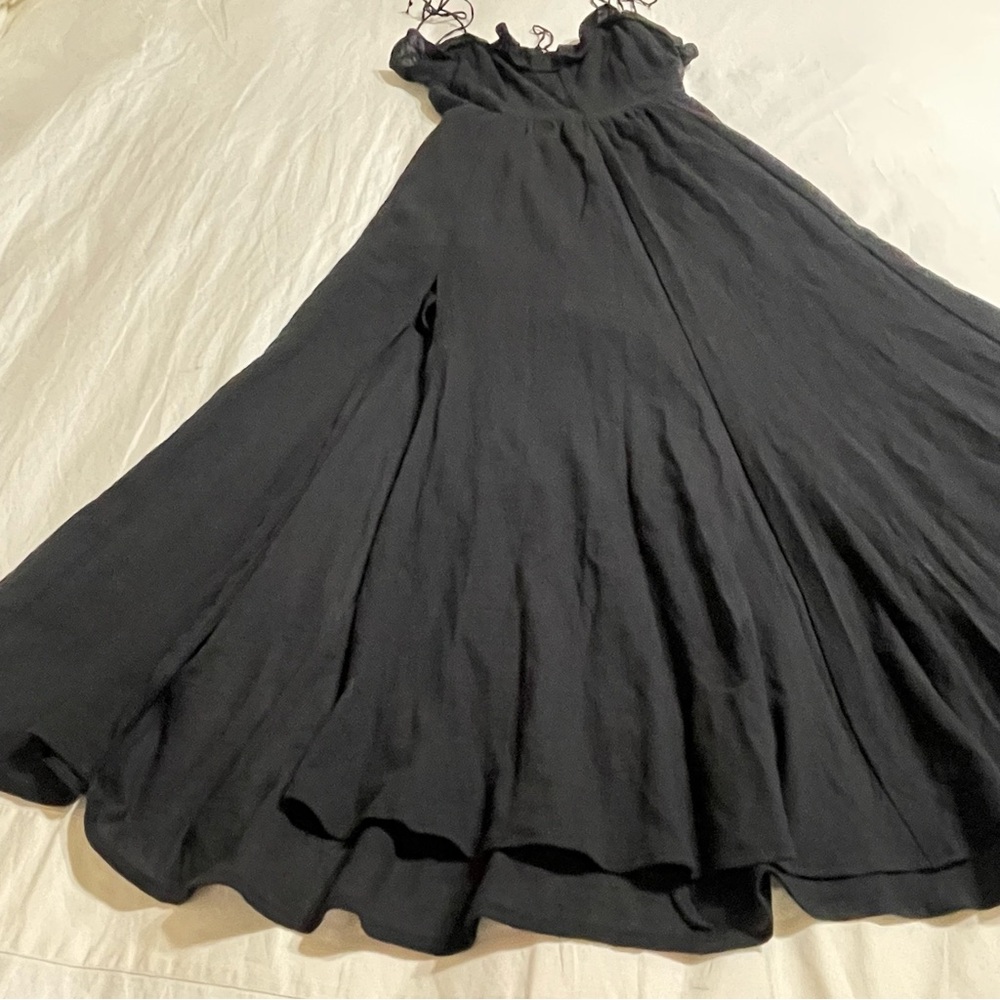 Reformation‎ Selma Black Ruffle-Trim Midi Dress with Side Slit - Picture 11 of 16